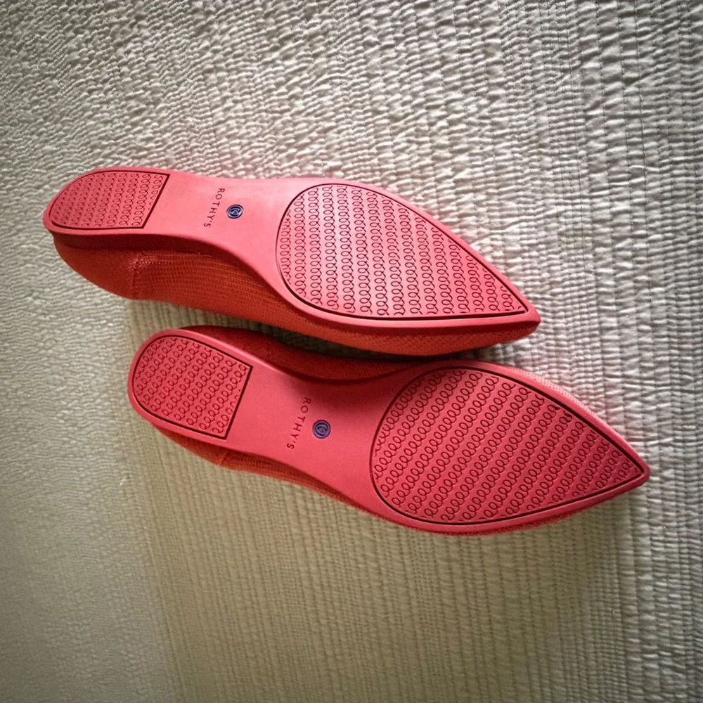 Rothys‎ The Point Women's Coral Pink Knit Pointed Toe Flat Shoes Size 11.5